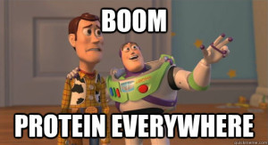 protein everywhere meme